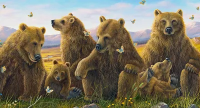 Семья медведей. , мама, папа и …» — создано в Шедевруме