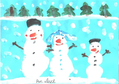 Новогодний стеклянный шар со снегом "Семья снеговиков"