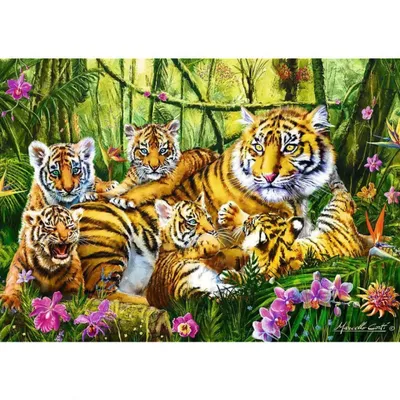 Семья тигров в лесу» — создано в Шедевруме