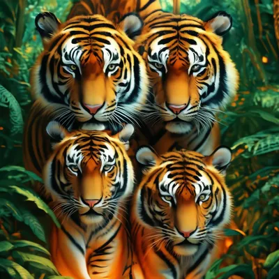 Увидеть настоящих тигров: фото их семейства | Семейство тигров Фото №521424  скачать