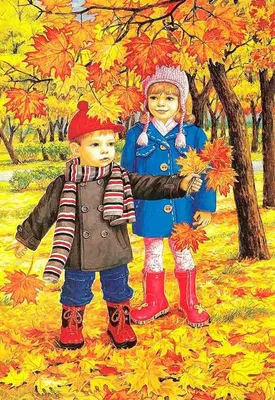 Картинки осень для детей для занятий дома и в садике | Storybook art,  Autumn illustration, Children illustration