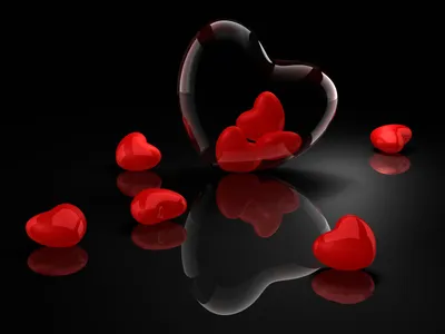 Сердце из маленьких розовых сердечек на черном фоне - обои для рабочего  стола, картинки, фото