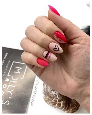 Сердечки на ногтях, нюдовый маникюр, нюдовые ногти | Nails