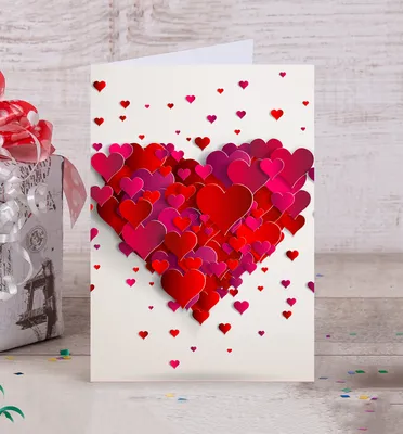 Купить Мини-открытка "Сердечки" оптом от 1 шт. — «CardsLike»