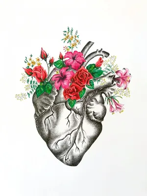 Сердце с цветами рисунок - 71 фото