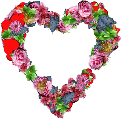 Мини-открытка «Сердце из цветов»