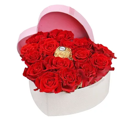 Подарочный набор цветы с фруктами, в коробке сердце купить в Волгограде,  Волжском с бесплатной доставкой курьером из 