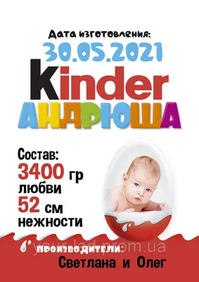 Детская метрика - kinder surprise А4(плакат/постер без рамки)  (ID#1421885419), цена: 50 ₴, купить на 