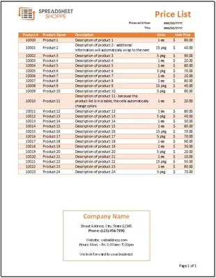 Minimalist Price List Template, Editable Printable Business Modern Pri