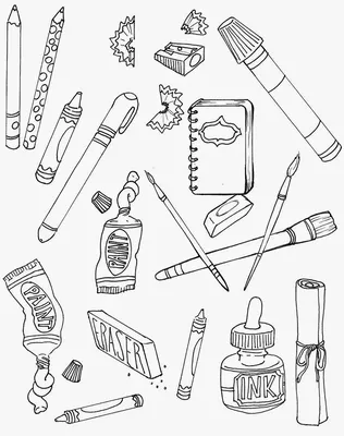 Раскраска школьные принадлежности. Распечатать картинки бесплатно. | Art  supplies drawing, Coloring pages, Drawing supplies