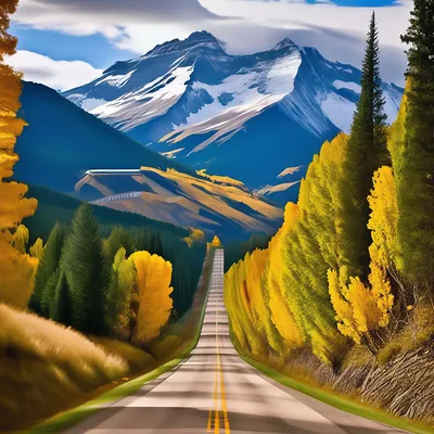 Штат Монтана, лес, горы, дорога» — создано в Шедевруме