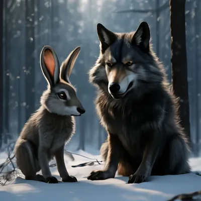 Как Заяц и Волк стали лучшими друзьями» — создано в Шедевруме