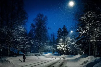 Зимняя ночь в деревне | Пикабу