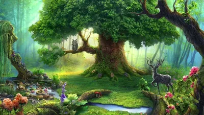 Фотообои "Сказочный лес с феями" - Арт. 210174 | Купить в интернет-магазине  Уютная стена