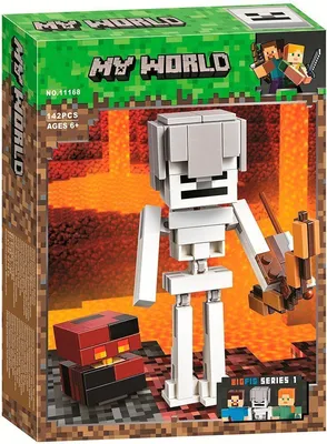 Конструктор Майнкрафт Скелет с кубом магмы, 142 детали, Minecraft, My World  - купить с доставкой по выгодным ценам в интернет-магазине OZON (851925110)