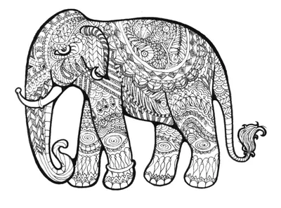 Раскраска Слон распечатать - Сложные раскраски