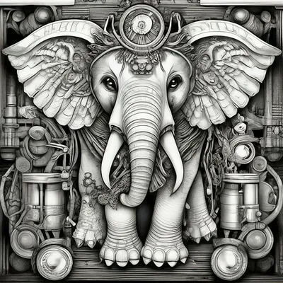 Раскраска криповый милый слон 🐘, …» — создано в Шедевруме
