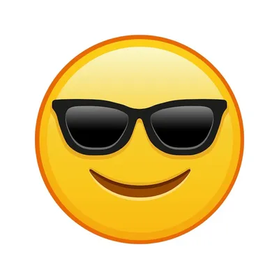 Улыбающееся лицо в солнечных очках большой размер желтой улыбки смайликов |  Премиум векторы