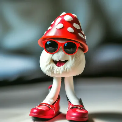 Смешной криповый белый гриб, озорной…» — создано в Шедевруме