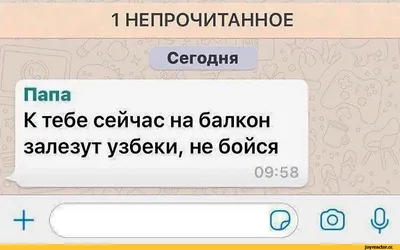 1 НЕПРОЧИТАННОЕ Сегодня Папа К тебе сейчас на балкон залезут узбеки, не  бойся  / сообщение :: batya / смешные картинки и другие приколы:  комиксы, гиф анимация, видео, лучший интеллектуальный юмор.