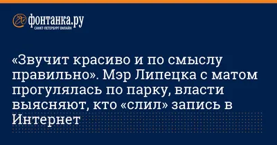 Звучит красиво и по смыслу правильно». Мэр Липецка с матом прогулялась по  парку, власти выясняют, кто «слил» запись в Интернет -  -  Фонтанка.Ру