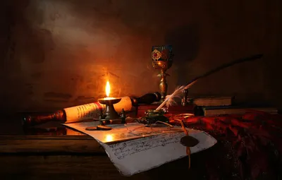 Обои свеча, Натюрморт со свечой и свитком, Still life with candle and  scroll картинки на рабочий стол, раздел стиль - скачать