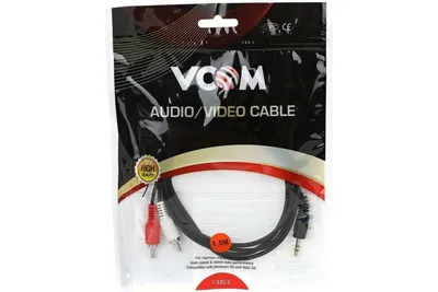 Соединительный кабель VCOM 3.5 Jack /M/ - 2xRCA /M/, стерео, аудио, 1.5м   - выгодная цена, отзывы, характеристики, фото - купить в  Москве и РФ