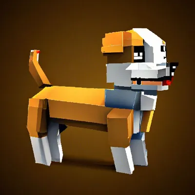 Собака, в стиле майнкрафта» — создано в Шедевруме
