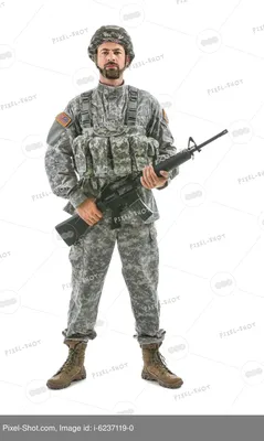 Солдат с автоматом на темном фоне :: Стоковая фотография :: Pixel-Shot  Studio