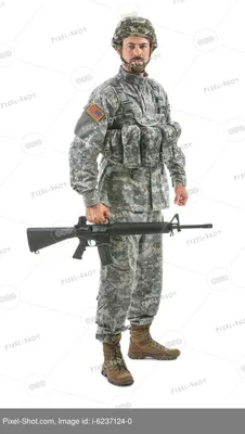 Солдат с автоматом на темном фоне с дымом :: Стоковая фотография ::  Pixel-Shot Studio