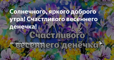 Солнечного, яркого доброго утра! Счастливого весеннего денечка! | Светлана  Пюро-Дятловская | Дзен