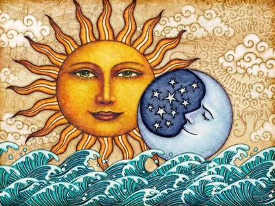 Обои Солнце и Луна, картинки - Обои для рабочего стола Солнце и Луна фото  из альбома: (природа)