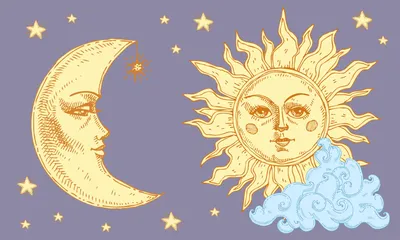 Солнце и луна рисунки - фото и картинки 