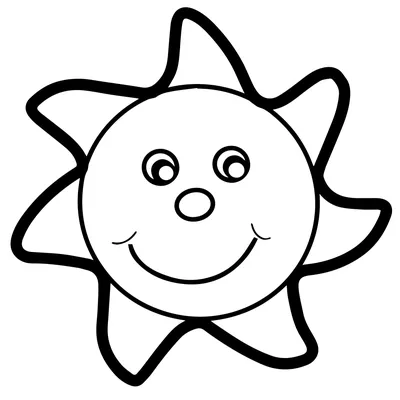 Солнышко контур — раскраска для детей. Распечатать бесплатно.