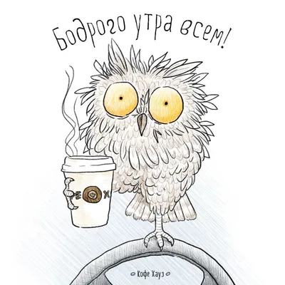 Красивая сова 🦉, 😍, с чашкой ☕ кофе…» — создано в Шедевруме