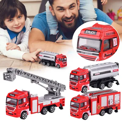 Набор игрушек из сплава для пожарной машины, имитация пожарной песочницы,  игрушечные спасательные машины для детей 3 лет, подарки на день рождения и  Рождество | AliExpress