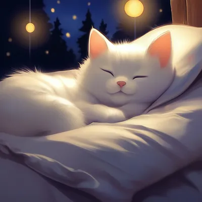Кот с подушкой спокойной ночи» — создано в Шедевруме