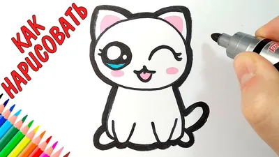 How to draw a cute cat, just draw - YouTube