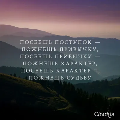 Посеешь поступок — пожнешь привычку, посеешь привычку — пожнешь характер,  посеешь характер — пожнешь судьбу. ⠀ #citatkin #цитаты #цитаты_ #цитатки # афоризмы #аф…