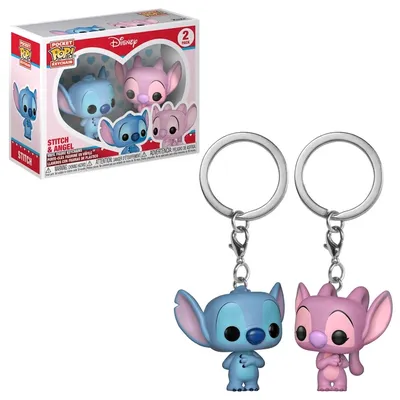 Фигурка Стич и Ангел брелоки (Stitch and Angel keychain 2-pack) Фанко ПОП  Россия из из мультфильма Lilo and Stitch — Funko POP Russia