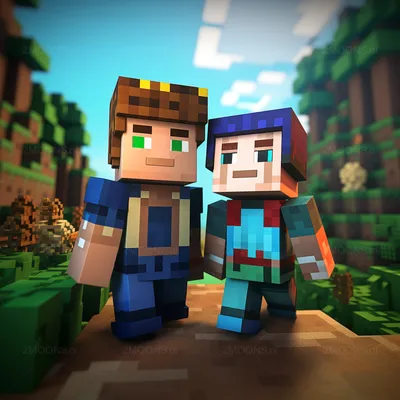 Realistic depiction of minecraft's steve and alex on Craiyon