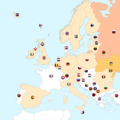 Карта Европы, но на флагах стран оставлены только белые, синие и красные  цвета | Пикабу