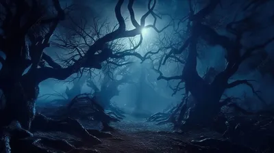Страшный лес ночью.В лесу темно,…» — создано в Шедевруме
