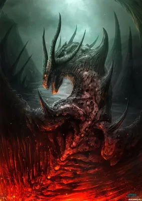 Страшный дракон в огне | Премиум Фото
