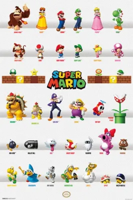 Super Mario - Character Grid Poster Print (24 x 36) - 