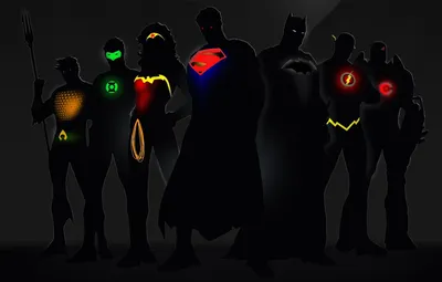 Обои свечение, Wonder Woman, Batman, Green Lantern, Superman, супергерои,  DC Comics, Cyborg, Flash, Aquaman картинки на рабочий стол, раздел  фантастика - скачать