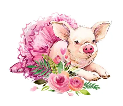Симпатичная векторная иллюстрация свиньи, нарисованная вручную, черно-белая  свинья | Премиум векторы