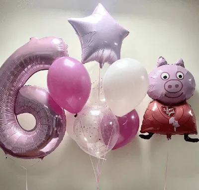 Шарики на день рождения девочке или мальчику, Свинка Пеппа купить в Москве  по доступной цене - SharLux