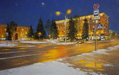 Картина Пейзаж маслом "Уж тает снег, бегут ручьи…" 60x90 AR220810 купить в  Москве