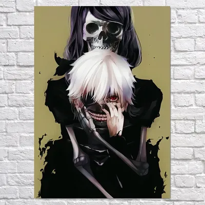 Плакат "Токийский гуль, Кэн Канэки и скелет за спиной, Tokyo ghoul",  60×43см (ID#810508622), цена: 190 ₴, купить на 